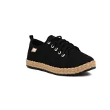 Zapatillas acordonadas Moleca modelo Gacela, color mostaza con suela marrón con diseño trenzado.