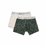 Pack de dos bóxers de algodón elastizado de marca Mistral, con calce clásico y cintura elástica con logo. Incluye un bóxer liso en tono crudo y uno estampado con diseño floral verde.