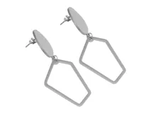 Aros colgantes de acero dorado con forma geométrica.