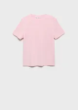 Camiseta de algodón de gramaje medio, con cuello redondo y manga corta, de corte recto.