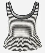 Blusa peplum sin mangas con escote U y estampa rayada.