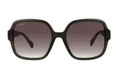Lentes de sol Lancel modelo 91057, con armazón de acetato en color verde oscuro y cristales degradados.
