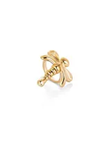 Anillo dorado con forma de libélula, hecho de aleación de metales bañada en oro de 18k.