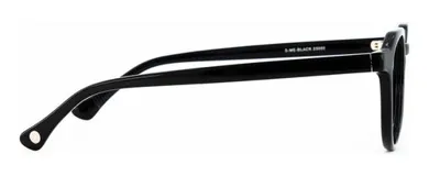 Armazón de gafas de acetato color negro, con forma panto ovalada y aplanada en la parte superior con ángulos geométricos.