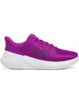 Championes de running Under Armour modelo Phade RN 3, color violeta con suela blanca. Presentan una parte superior de malla transpirable con el logo de la marca en el lateral y entresuela de EVA para mayor amortiguación.