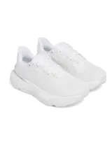 Championes de running Under Armour modelo Infinite Pro 2, color blanco. Presentan una parte superior de malla técnica transpirable, diseño de talón estabilizador y entresuela con tecnología de amortiguación UA HOVR+ para mayor retorno de energía y suavidad en la pisada.