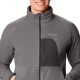 Campera Columbia de micropolar gris con cierre frontal completo, cuello alto y bolsillos laterales con cierre.