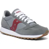 Championes Saucony Jazz Original Vintage, color gris con detalles en rojo y blanco.