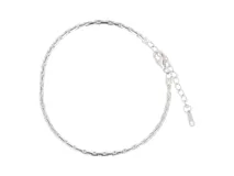 Pulsera de plata 925 con cadena de eslabones rectangulares y cierre de mosquetón con cadena de alargue.