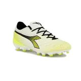 Championes de fútbol Diadora Brasil Elite Tech Gr Lpx, color blanco con detalles en negro y amarillo.