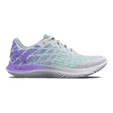 Championes de running Under Armour Flow Velociti, con tecnología de amortiguación Flow de una sola pieza y parte superior Warp para mayor sujeción y transpirabilidad. Diseño en tonos blanco, violeta y verde agua.