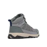 Bota de senderismo Columbia modelo Strata Trail Mid WP, color gris con detalles en tonos más oscuros y suela en color beige. Confeccionada en una combinación de malla, ante y piel sintética, cuenta con tecnología impermeable y transpirable Omni-Tech, mediasuela ligera Techlite para mayor amortiguación y suela de caucho de alta tracción Omni-Grip.