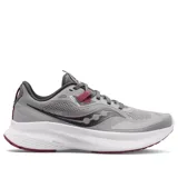 Championes Saucony Guide 15 de dama, color gris con detalles en rosa y bordó, ideales para running.