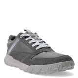 Championes urbanos Caterpillar modelo Hex Ready Low Mesh, color gris, confeccionados en una combinación de gamuza y malla transpirable. Presentan un diseño robusto con suela de goma texturizada y cierre mediante cordones.