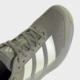 Championes de entrenamiento Adidas Dropset 4 Power, color gris con detalles en blanco. Diseñados para levantamiento de pesas y entrenamiento funcional, cuentan con tecnología Repetitor para retorno de energía, pods Geofit en el talón y suela de caucho Continental para mayor agarre.
