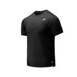 Remera deportiva negra de manga corta para hombre, con tecnología NB ICEx de secado rápido y tejido de malla transpirable.