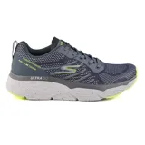 Championes grises Skechers Max Cushioning Elite - Limitless Intensity para hombre. Capellada de malla transpirable y material sintético, plataforma acolchada ULTRA GO y plantilla Air-Cooled Goga Mat.