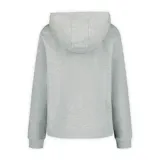 Chaqueta con capucha y cierre frontal, confeccionada en tejido de felpa cepillada color gris melange. Presenta cordones ajustables en la capucha y logo de la marca estampado en el pecho.