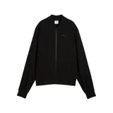 Campera deportiva Puma Full Zip Jacket de color negro, con cierre frontal completo, cuello tipo bomber y el logotipo de la marca sutilmente bordado en el pecho.