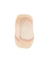 Medias invisibles de algodón color beige, diseñadas para usar con zapatillas o mocasines, con borde elástico para un ajuste cómodo.