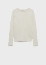 Buzo de punto fino con cuello redondo y manga larga, de diseño recto y calce holgado.