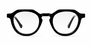 Lentes Meller modelo Eye con montura geométrica de bio acetato color negro y cristales transparentes con protección blue light.