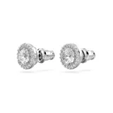 Aros de botón Swarovski de la familia Constella, con piedras transparentes y engaste bañado en rodio.