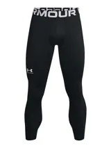 Calza deportiva Under Armour de ajuste compresivo, color negro, con cintura elástica visible con el logo de la marca y bolsillo lateral integrado.