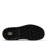 Bota de trekking Columbia Newton Ridge para hombre, confeccionada en ante impermeable color marrón con detalles en negro y beige. Presenta herrajes metálicos para los cordones, mediasuela acolchada y suela de caucho de alta tracción.