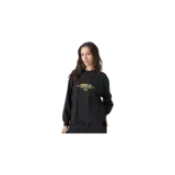 Remera de manga larga negra con estampado gráfico en color amarillo en la espalda y diseño de corte holgado.