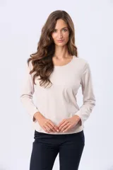 Remera de manga larga con cuello redondo, confeccionada en tejido de algodón suave con caída ligera y corte clásico.