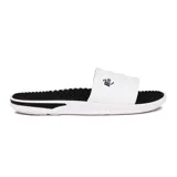 Ojotas de playa blancas con base negra y logo "BR Sport" en la tira.