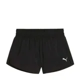 Short deportivo Puma de corte clásico, confeccionado en tejido ligero de color negro, con cintura elástica y logo de la marca estampado en blanco en la pierna derecha.