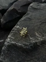 Anillo plateado con forma de esqueleto de costillas.