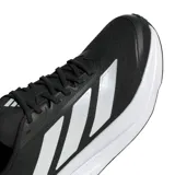 Championes de running Adidas modelo Duramo SL 2, color negro con las icónicas tres tiras laterales en blanco y entresuela blanca con tecnología Lightmotion. Presentan un diseño de malla transpirable y suela Adiwear para mayor durabilidad.