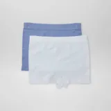 Pack de dos culottes de punto de canalé, uno en color blanco y otro en color azul.