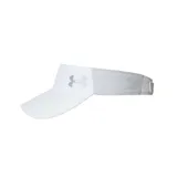 Visera deportiva Under Armour blanca con logo plateado.