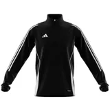 Buzo de entrenamiento Adidas Tiro 24, color negro con detalles en blanco, cierre frontal hasta el pecho, cuello alto y tecnología Aeroready.