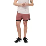 Short de running New Balance Accelerate Pacer 5 Inch 2-in-1, color ladrillo con short interior negro.