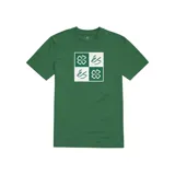 Remera verde con estampado de logo de la marca éS en blanco, con diseño de trébol de cuatro hojas.