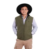 Chaleco negro de microfibra impermeable con interior de polar y cierre frontal.