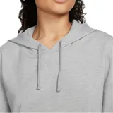 Buzo Nike de mujer, modelo Yoga Dri Fit, color gris. Confeccionado en tejido French Terry absorbente de sudor, con capucha y corte holgado.