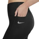 Calza larga de running Nike Epic Fast Mid, color negro, con pretina de tiro medio, paneles de malla en la parte posterior de las rodillas y logo reflectante.