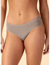 Bombacha de bikini color beige de microfibra, con tiro medio.