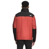 Campera deportiva The North Face modelo Alamosa Wind Jacket, con cierre frontal, cuello alto y capucha. Diseño color block negro en la parte superior y naranja en la parte inferior.