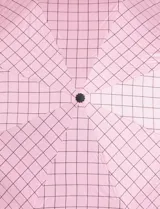 Paraguas plegable automático color azul con estampado de cuadrícula blanca.