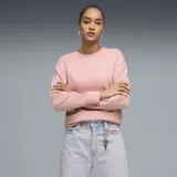 Buzo de cuello redondo Puma, color rosado, con diseño de calce holgado y logo de la marca bordado en el pecho.