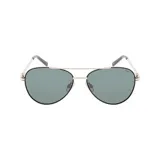 Lentes de sol INVU estilo aviador, con montura dorada y negra, y lentes verdes polarizadas.