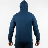 Canguro azul marino con cierre frontal, capucha y logo Diadora estampado en blanco en el pecho.