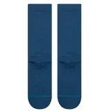 Par de medias azul marino de caña media con logo de la marca en el tobillo y puntera reforzada en celeste.